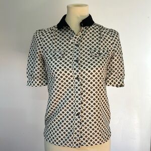 JASPAL Black and White Peter Pan Collar Top SIZE XS